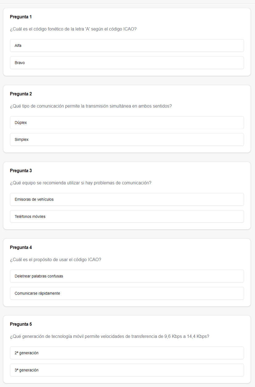 Exámen tipo test generado por IA en la web TipoTest